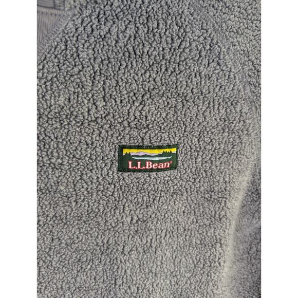 LL Bean Hoodie Sweatshirt Mens Small Gray Tumbled Sherpa Pile Pullover - Picture 11 of 16